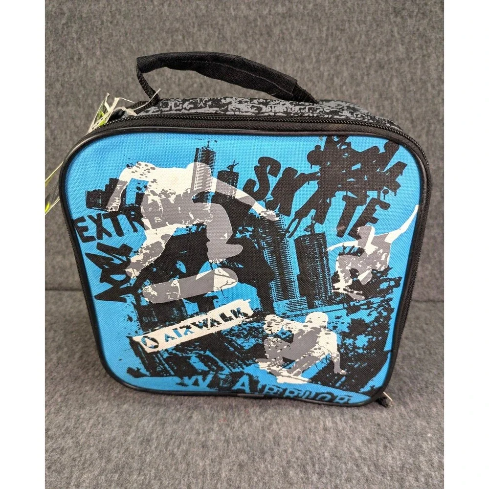 Vintage Airwalk Skateboard Insulated Lunch Bag Blue NOS K-mart NWT Rare